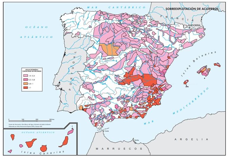 Sobreexplotación de Acuíferos en España (IGN)
